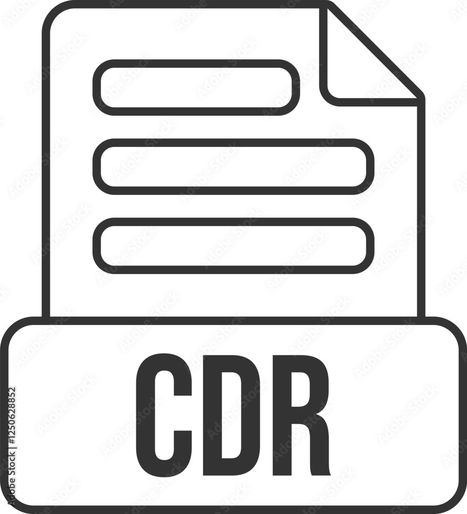 CDR File Format Icon Black Outline CDR File Format Icon Black Outline