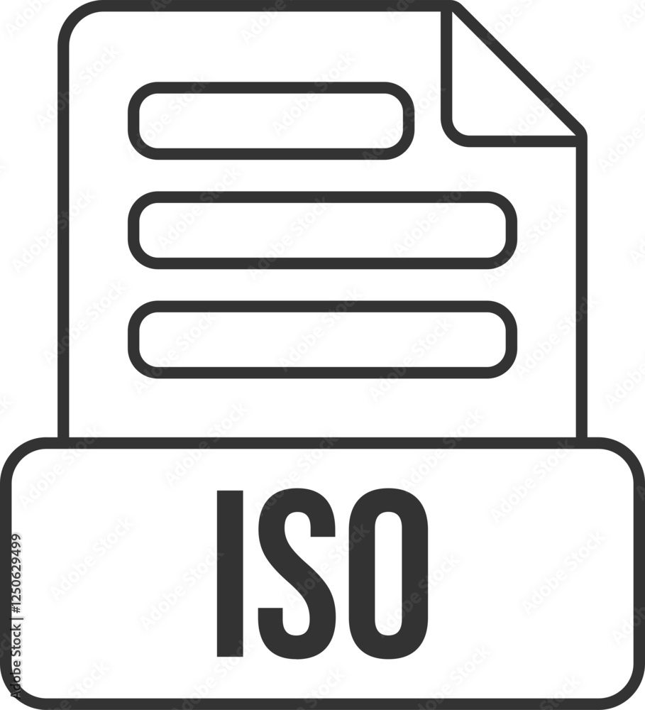 ISO File Format Icon Black Outline ISO File Format Icon Black Outline