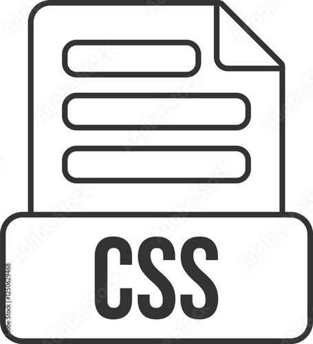 CSS File Format Icon Black Outline
