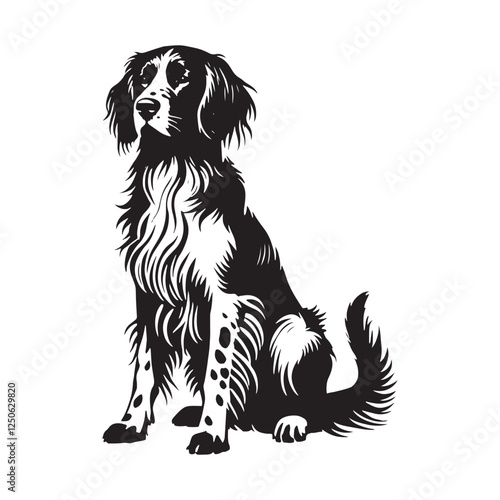 Classic Brittany silhouette with well-defined structure - Brittany illustration - minimal Brittany vector - dog silhouette

