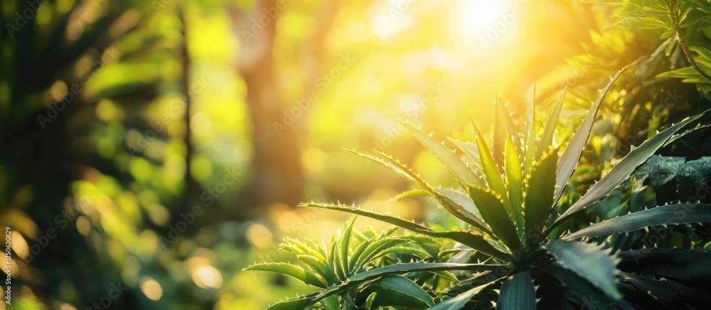 Prickly plant thriving in natural sunlight amidst lush greenery and vibrant forest background showcasing the beauty of nature. Prickly plant thriving in natural sunlight amidst lush greenery and vibrant forest background showcasing the beauty of nature.
