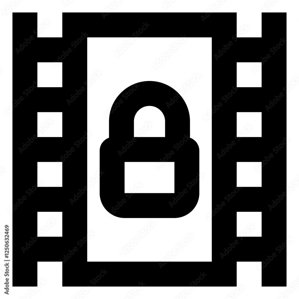 Film Lock - Simple Minimalist Media Icon for Digital Content Film Lock - Simple Minimalist Media Icon for Digital Content