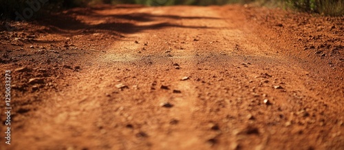 Red Dirt Road Surface with Textured Ground and Natural Stones in Outdoor Environment