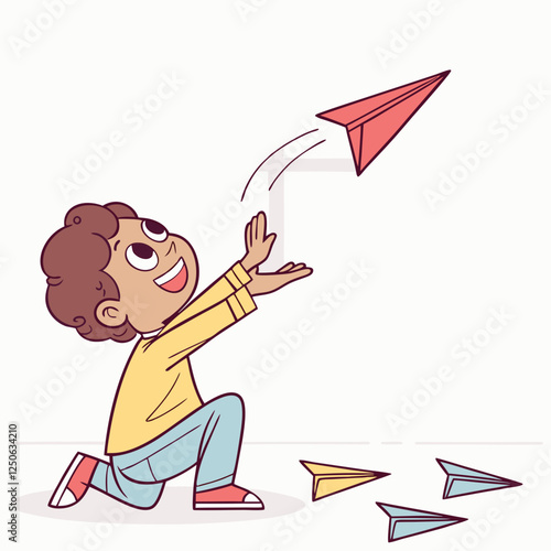 Child's boundless dreams and the flight of imagination through paper planes