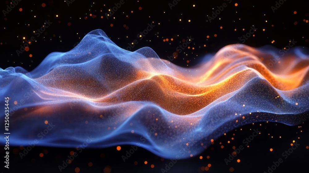 Obraz premium The tranquil beauty of dust particles illuminated softly, creating a serene atmosphere on a black backdrop