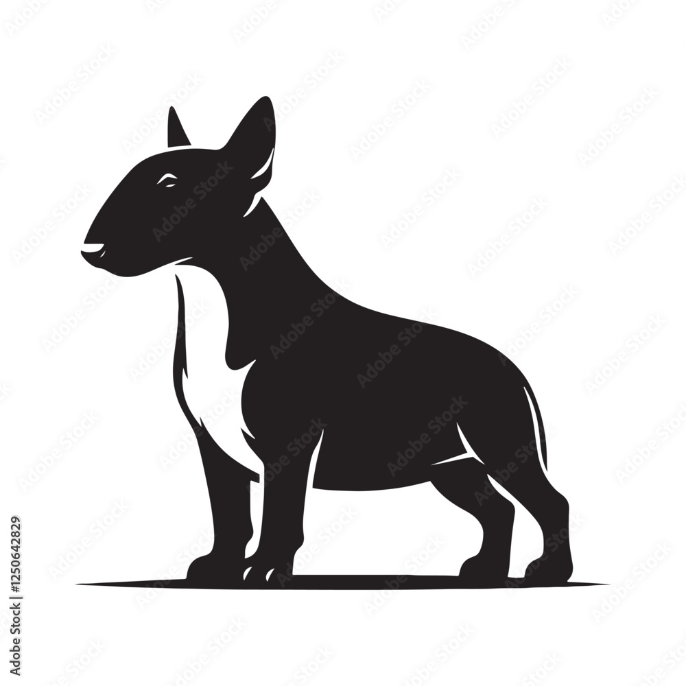 Clean and sharp Bull Terrier silhouette emphasizing facial features - Bull Terrier illustration - minimal Bull Terrier vector - dog silhouette
