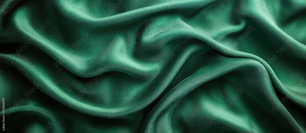 Obraz premium Green velvet fabric texture background showcasing soft smooth textile material with ample space for overlaying text or design elements.
