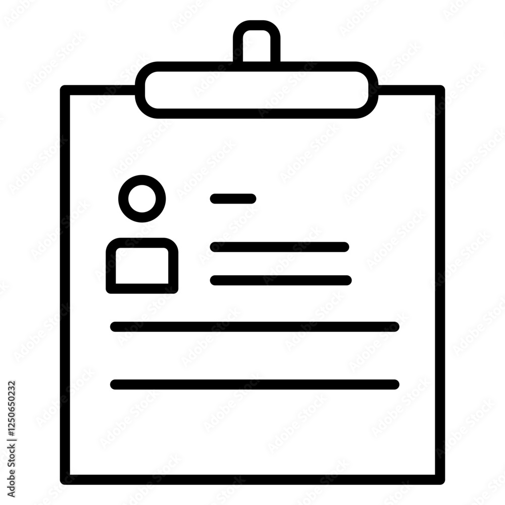 Simple Staff ID Card Outline Icon - Minimalist Vector Illustration Simple Staff ID Card Outline Icon - Minimalist Vector Illustration
