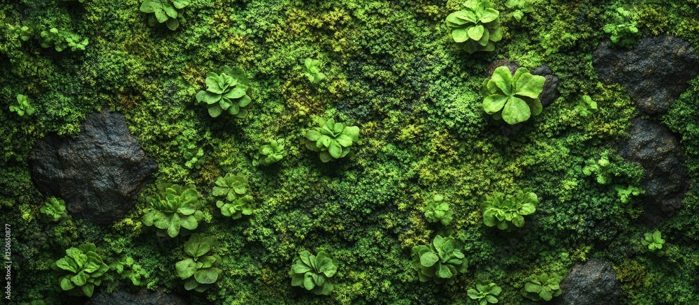 Lush green moss texture for natural background in design and environmental themes Lush green moss texture for natural background in design and environmental themes