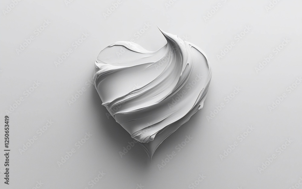 Abstract heart shape, paint, white background, 3d, product display Abstract heart shape, paint, white background, 3d, product display