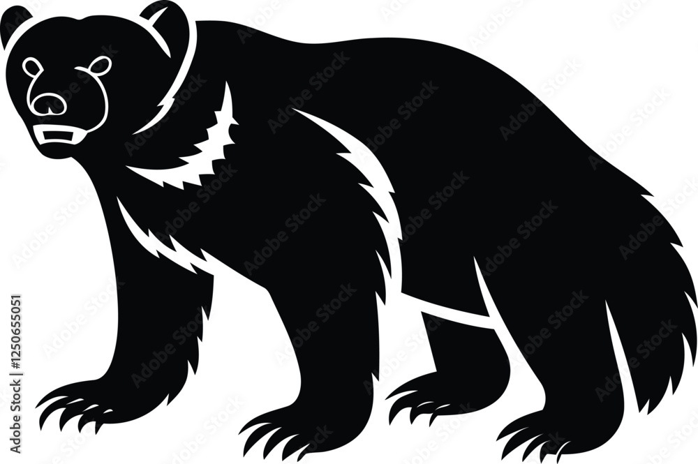 Premium quality North American wolverine isolated silhouette and line art vector design Premium quality North American wolverine isolated silhouette and line art vector design