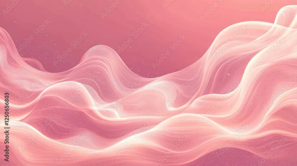 Fototapeta premium Abstract Pink Waves Background with Light Flowing in Ethereal Form
