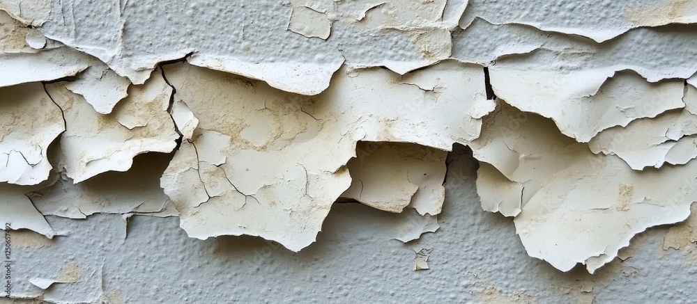Peeling gray cement wall texture revealing layers needing waterproof paint repair and maintenance for surfaces in disrepair. Peeling gray cement wall texture revealing layers needing waterproof paint repair and maintenance for surfaces in disrepair.