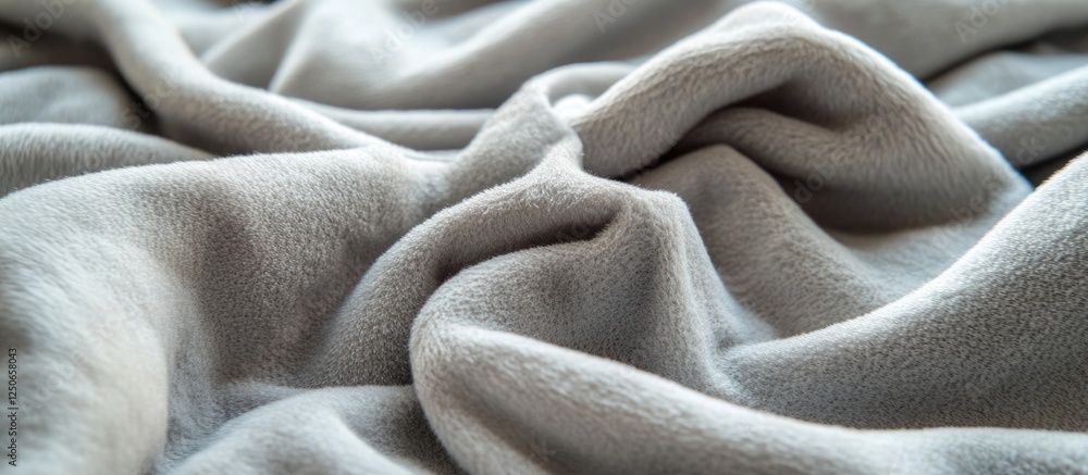 Soft gray blanket with textured wrinkles creating a cozy and inviting atmosphere ideal for home decor and textile design projects. Soft gray blanket with textured wrinkles creating a cozy and inviting atmosphere ideal for home decor and textile design projects.