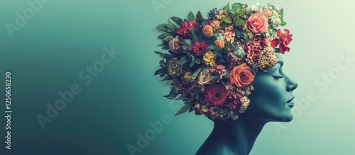 Mental Health Awareness and Hoarding Concept with Floral Elements and Blank Space for Text