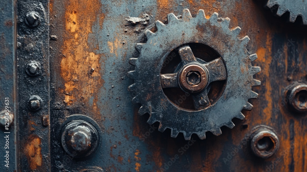 Industrial Grunge Gear Texture Close Up on Rusty Metal Surface for Background Design Industrial Grunge Gear Texture Close Up on Rusty Metal Surface for Background Design