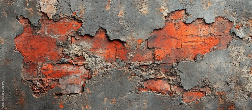 Abstract background featuring a weathered grey concrete surface accented by red brick textures with ample space for copy or design elements. Abstract background featuring a weathered grey concrete surface accented by red brick textures with ample space for copy or design elements.