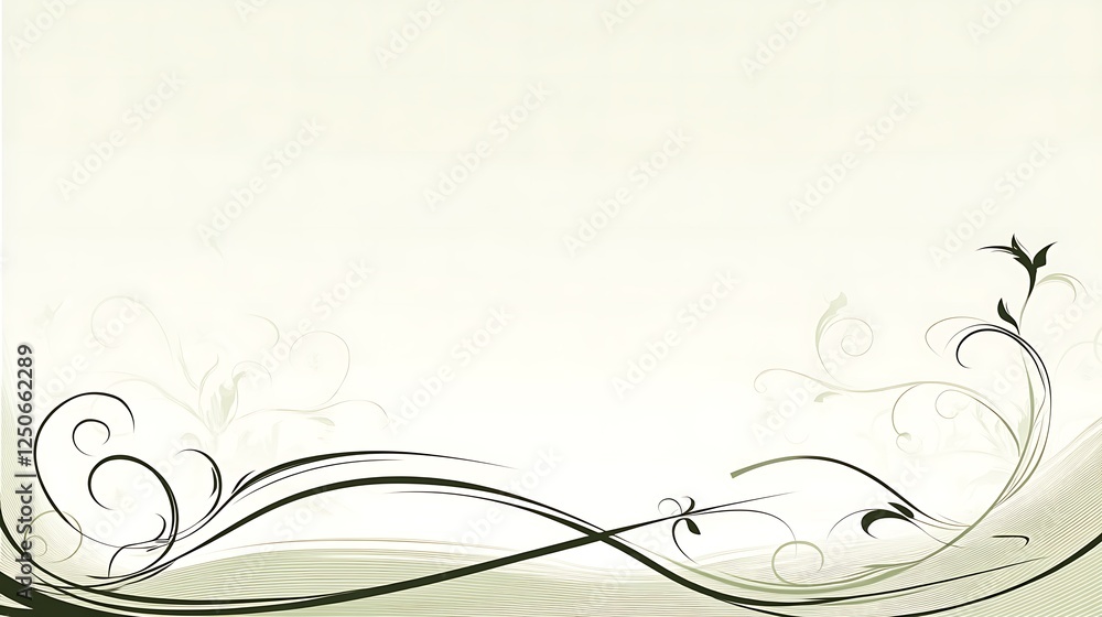 Elegant Floral Design With Swirling Lines And Soft Background Elegant Floral Design With Swirling Lines And Soft Background