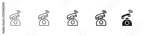set of 5 pixel perfect Phone icon with 1 unexpanded, 1 silhouette, Phone icon for communication, contact, call and mobile-related designs