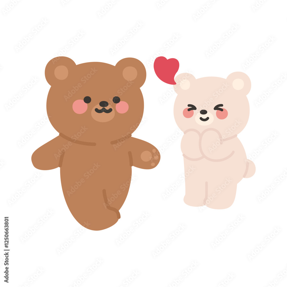 Brown Bear Walking Confidently While White Bear Secretly Admires Brown Bear Walking Confidently While White Bear Secretly Admires