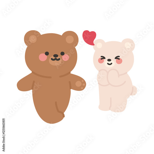 Brown Bear Walking Confidently While White Bear Secretly Admires