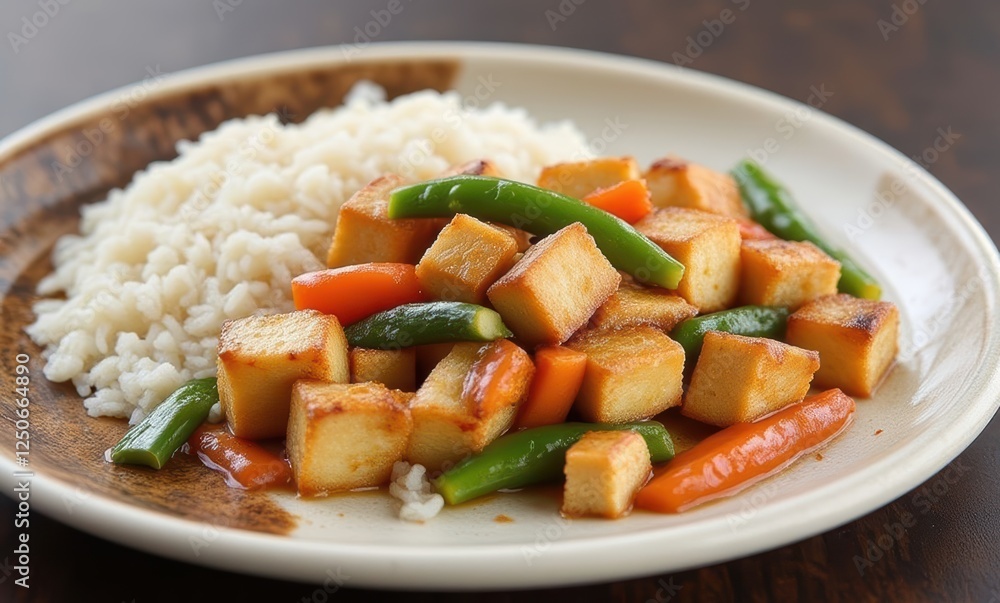 Stir-fried tofu with colorful vegetables Stir-fried tofu with colorful vegetables