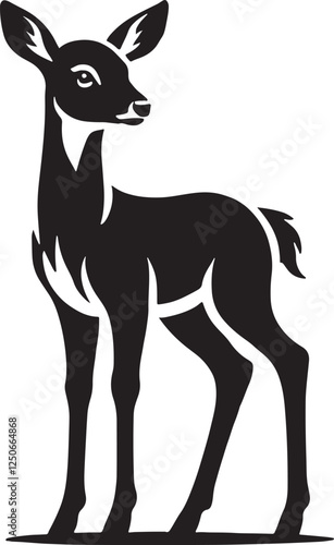 cute fawn (Baby Deer) vector silhouette.