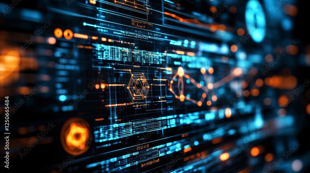 Abstract Digital Interface with Data Visualization and Modern Technology Abstract Digital Interface with Data Visualization and Modern Technology
