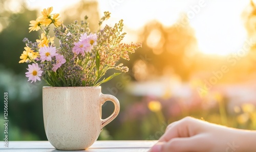 Wallpaper Mural Tranquil Spring Equinox Rustic Ceramic Mug with Herbal Tea and Vibrant Blossoms - Seasonal Decor and Wellness Trends for Modern Home Retreats Torontodigital.ca