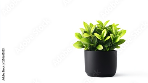 Decorative Green Houseplant in Black Pot Isolated on White Background for Indoor Decoration and Interior Design Concepts photo