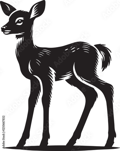 cute fawn (Baby Deer) vector silhouette.