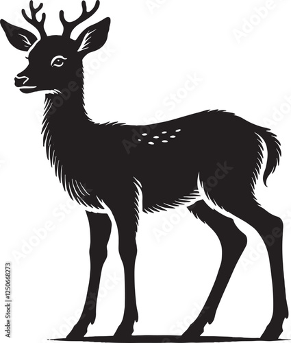 cute fawn (Baby Deer) vector silhouette.