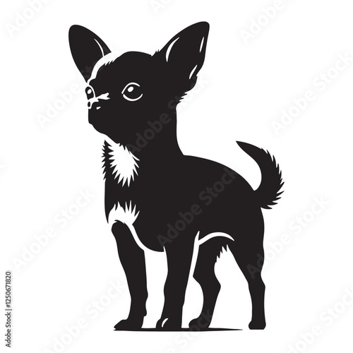 Simplistic Chihuahua silhouette showcasing the breed’s charm - Chihuahua illustration - minimal Chihuahua vector - dog silhouette
