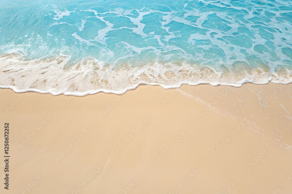 Tranquil sandy beach with gentle blue ocean waves rolling onto the shore, creating a calm seaside atmosphere. Tranquil sandy beach with gentle blue ocean waves rolling onto the shore, creating a calm seaside atmosphere.