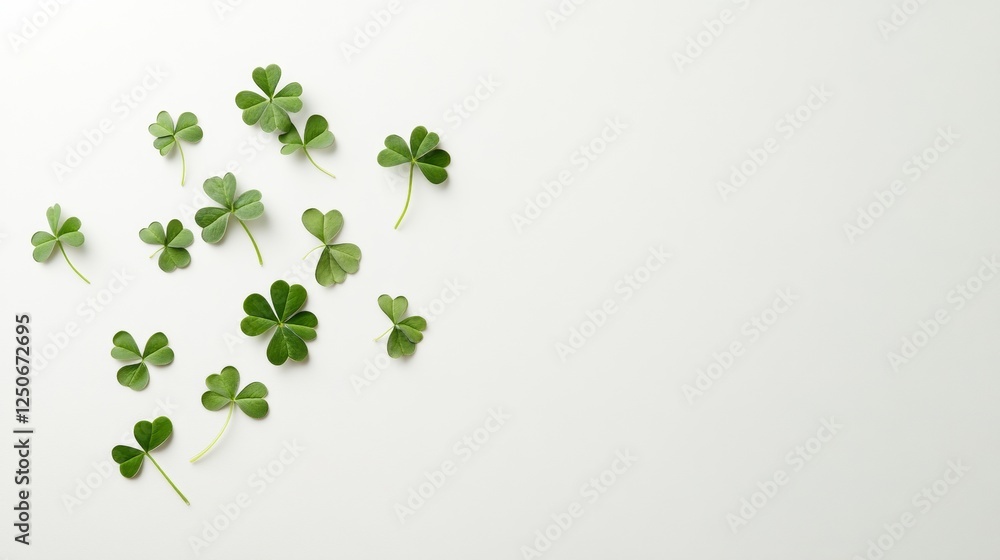 Modern St. Patricks Day Aesthetic Lush Shamrock Celtic Cross on Soft White Canvas - Green Event Decor and Spring Marketing Visuals for Seasonal Branding Modern St. Patricks Day Aesthetic Lush Shamrock Celtic Cross on Soft White Canvas - Green Event Decor and Spring Marketing Visuals for Seasonal Branding