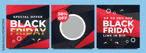 Black Friday sale promotional social media posts, web banner ads template, e-commerce sale promotion advertising template design