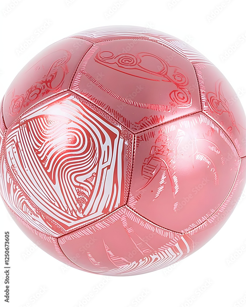 Fototapeta premium Pink Soccer Ball with Abstract Design