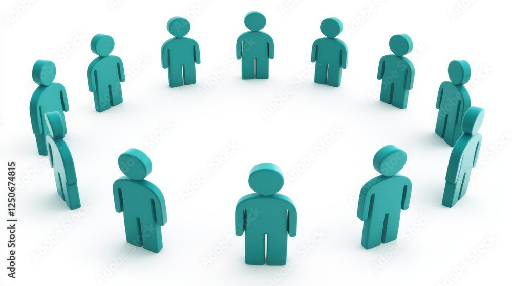 Collaboration and teamwork represented by figures in circle Collaboration and teamwork represented by figures in circle