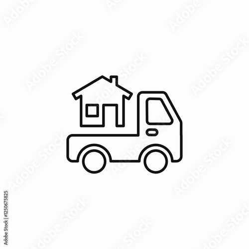 Moving house truck icon vector sign