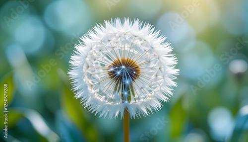 dandelion on blue background