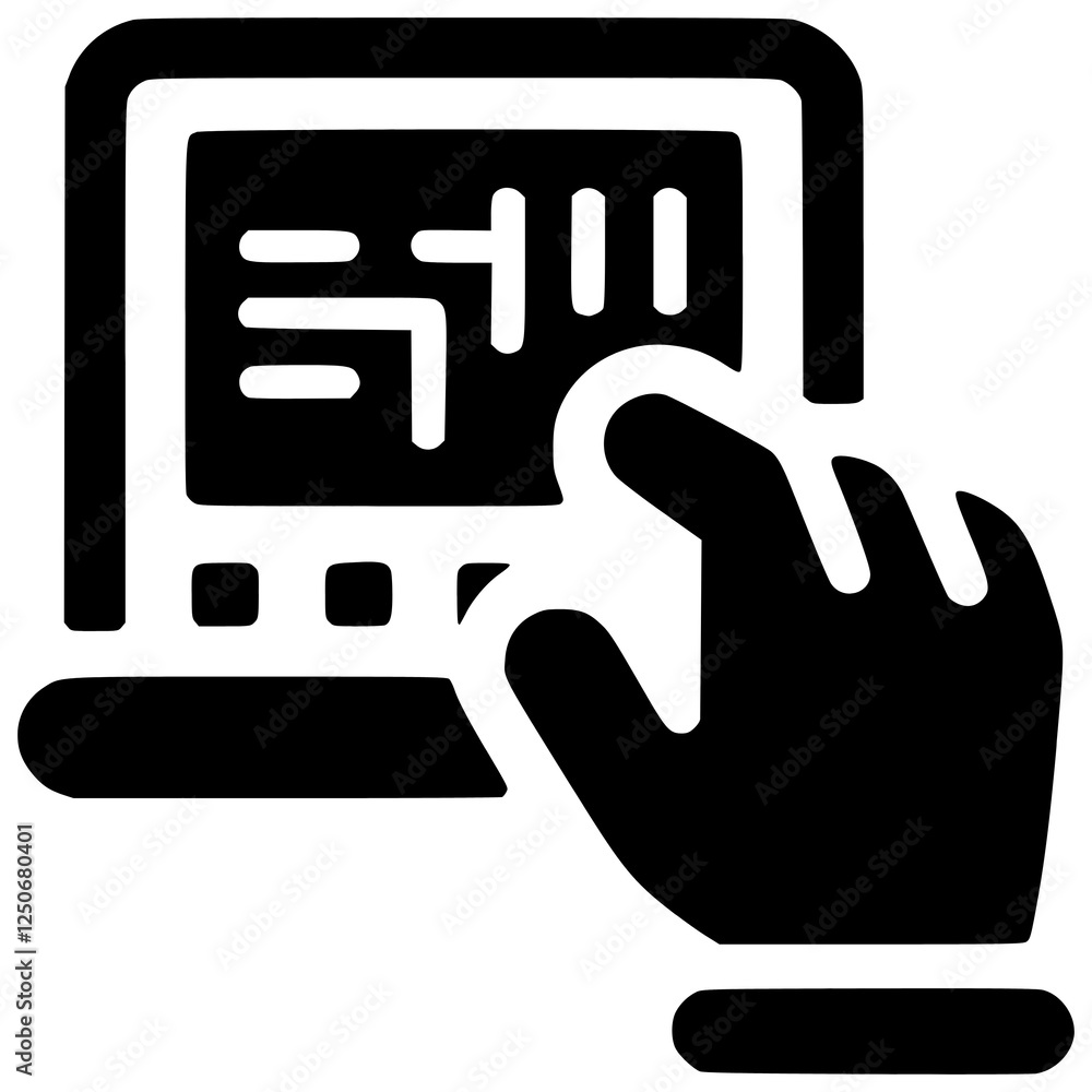 Hand Interacting with Laptop Icon Hand Interacting with Laptop Icon
