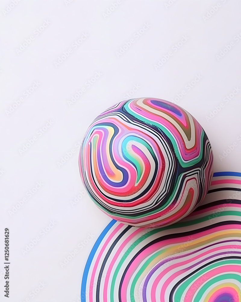 Abstract Colorful Sphere and Swirling Stripes Abstract Colorful Sphere and Swirling Stripes