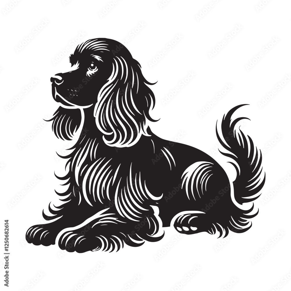 Naklejka premium Timeless Cocker Spaniel silhouette for creative digital artwork - Cocker Spaniel illustration - minimal Cocker Spaniel vector - dog silhouette 