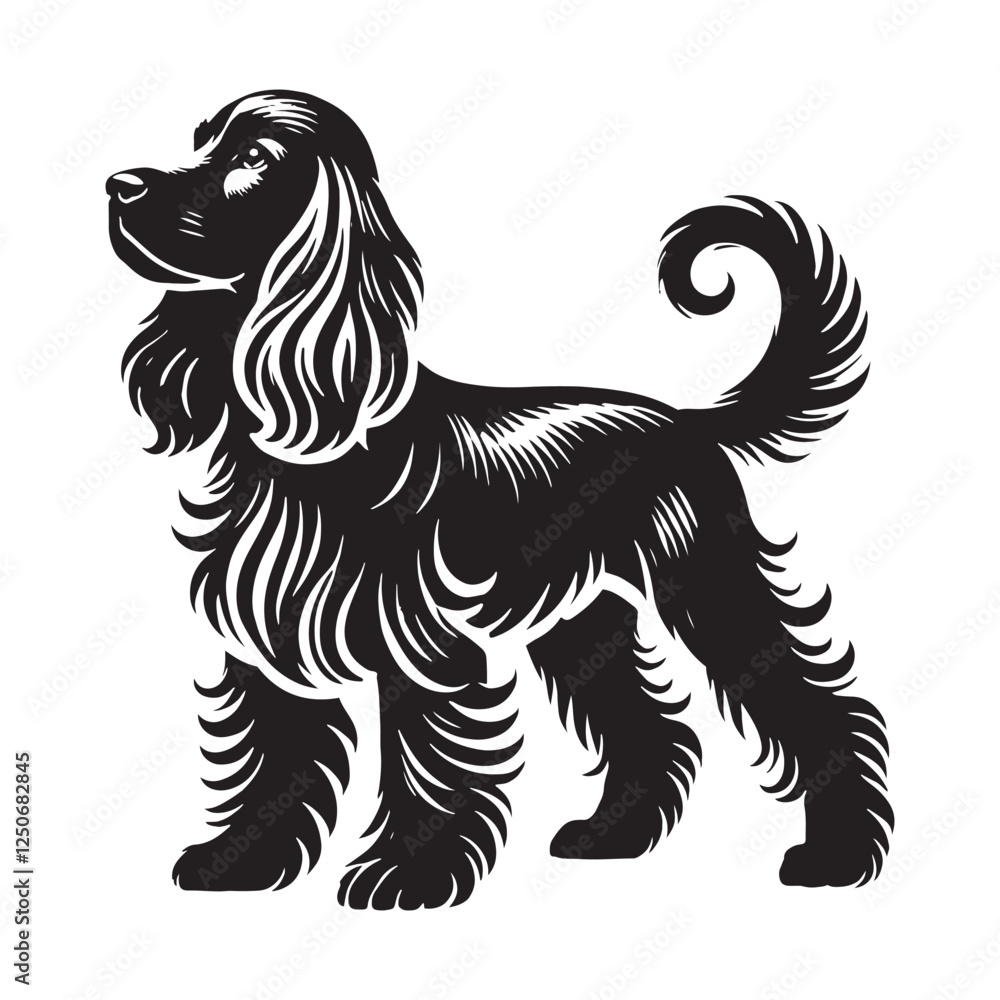 Beautiful Cocker Spaniel silhouette capturing grace and charm - Cocker Spaniel illustration - minimal Cocker Spaniel vector - dog silhouette
Beautiful Cocker Spaniel silhouette capturing grace and charm - Cocker Spaniel illustration - minimal Cocker Spaniel vector - dog silhouette