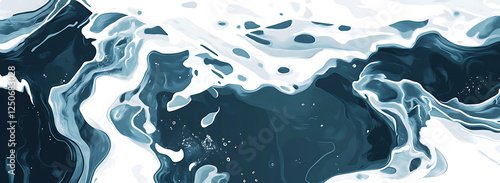 A flat vector graphic of white water ripples isolated on white background PNG.AI GENERATED