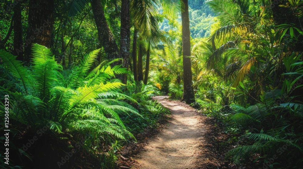 Obraz premium Serene Jungle Path: A Tropical Paradise Trail