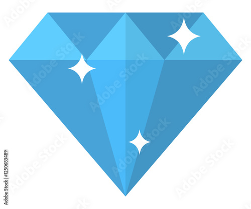 Blue shiny diamond flat icon.