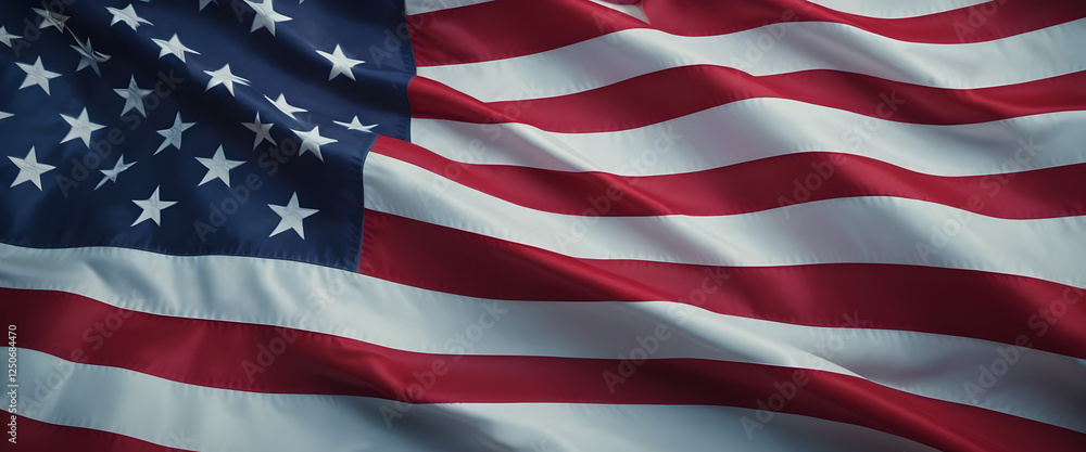 Fototapeta premium Waving american flag united states symbolic image outdoor close-up patriotism and freedom