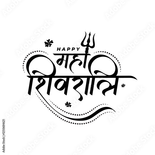 Happy Maha Shivratri Creative Text Typography Hindi in Black