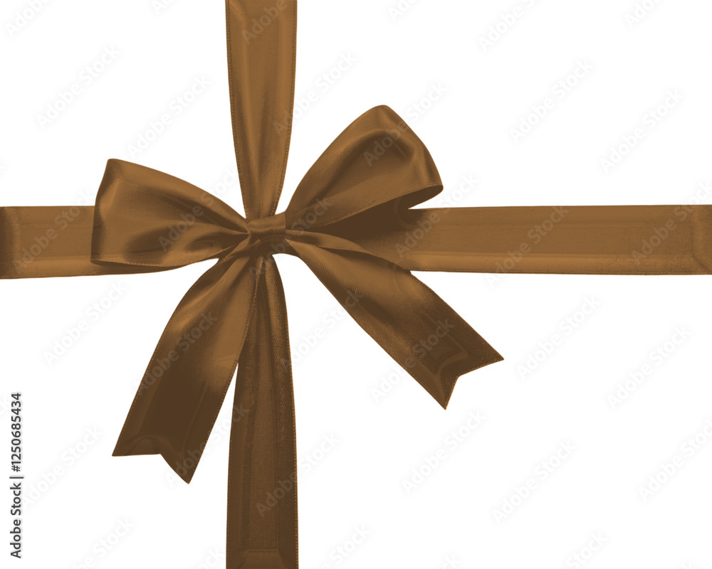 Fototapeta premium Brown ribbon and bow, cut out